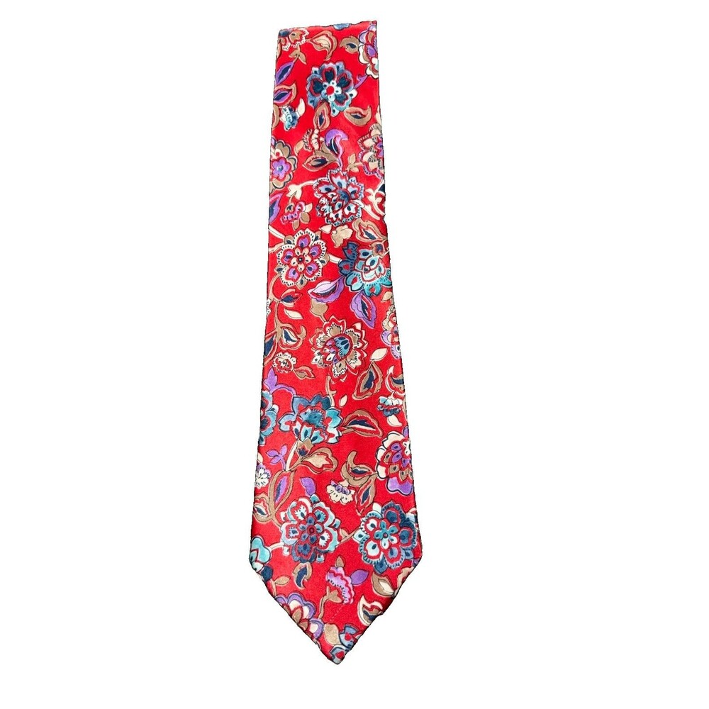 Vintage Westchester Classics Tie Red Floral 80s 90s Grandpacore Made USA